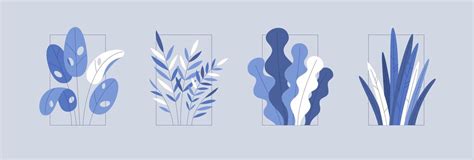 Premium Vector Grass Leaves And Branches Of Plants Monochrome Vector
