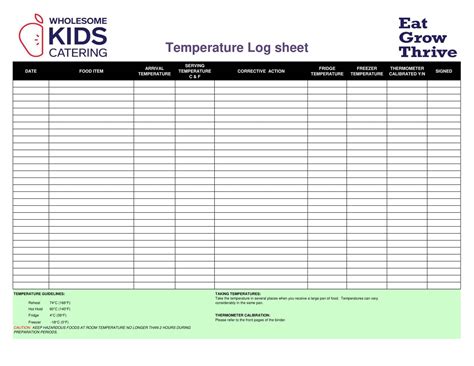 Free Printable Temperature Log Templates [excel Word Pdf] Refrigerator Freezer