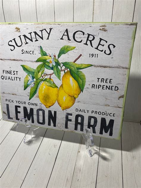 Vintage Lemon Farm Sign Farmhouse Lemon Wall Art Lemon Etsy