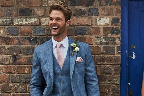 Mens Light Blue Tweed Suit Groom Tweed Wedding Suit