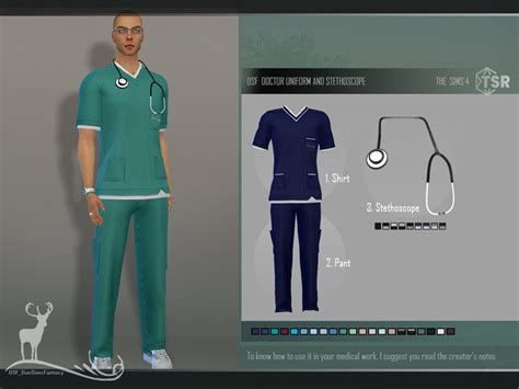 The Sims Resource - DOCTOR UNIFORM AND STETHOSCOPE | Sims 4, Sims new, Sims