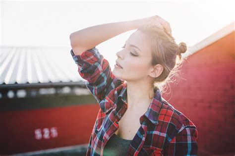 Women Model Portrait Nose Rings Closed Eyes Brunette Red Sitting Photography Dress