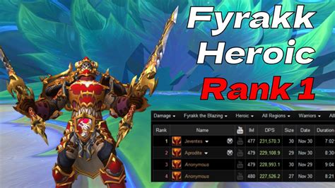 Fury Warrior Rank 1 Fyrakk Heroic POV Dragonflight Season 3 YouTube