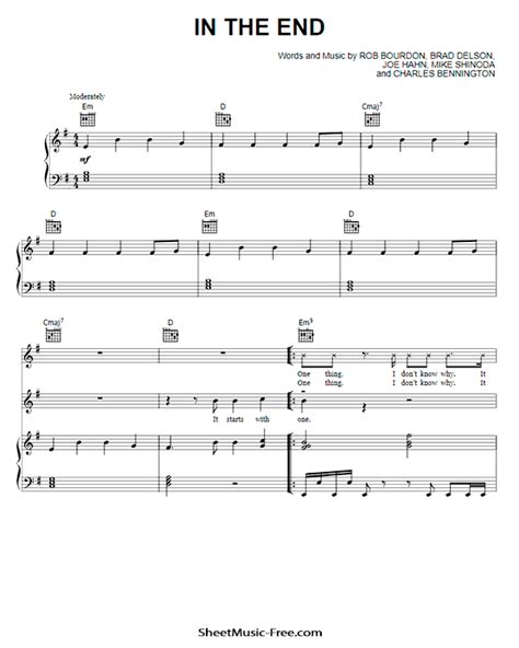 In The End Sheet Music Linkin Park ♪ Sheetmusic Free