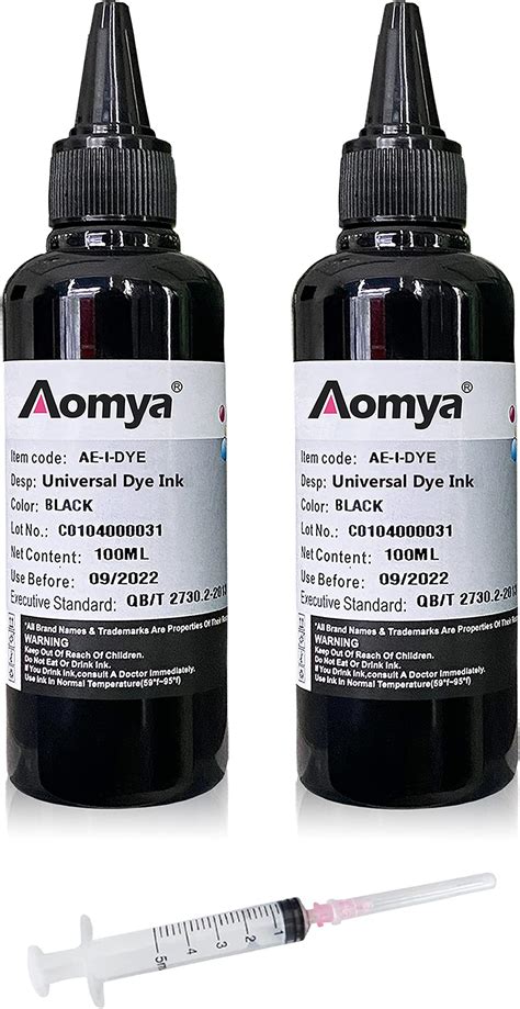 Aomya Bottle Black Universal Dye Ink Refill Kit Ml For Hp Canon