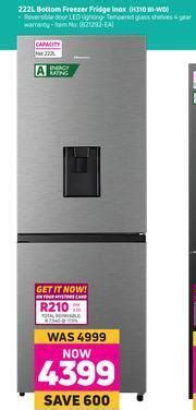 Hisense 222L Bottom Freezer Fridge Inox H310 BI WD Offer At Game