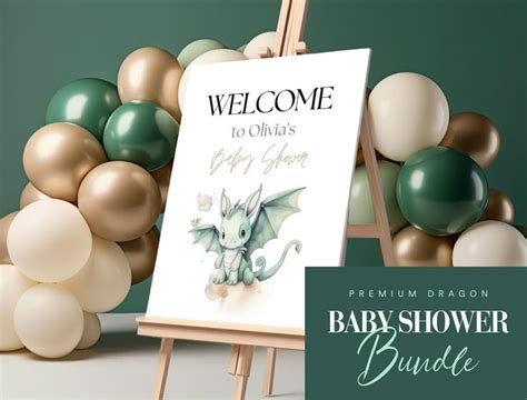 Dragon Baby Shower Bundle Editable Dragon Baby Shower Pack Dragon