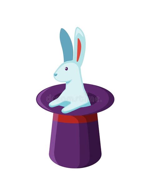 Bunny In Magician Hat Flat Vector Illustration Magic Trick Mystery