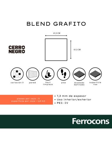 CERRO NEGRO BLEND GRAFITO 61 5X61 5 M2 PORCELLANATO