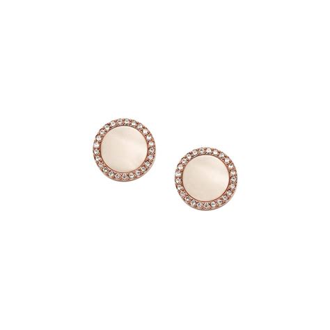 Fossil Jewellery Fossil Vintage Glitz Rose Gold And Shimmer Horn Studs