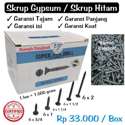 Jual Skrup Sekrup Gypsum Hitam Per Dus Per 1 Kg Berat Terjamin