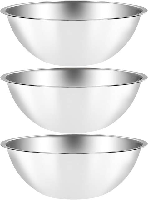 Suwimut 3 Pack Stainless Steel Mixing Bowls 5 Quart Flat Base
