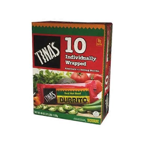 Tina S Individually Wrapped Red Hot Beef Burritos Ct Delivery Or Pickup Near Me Instacart