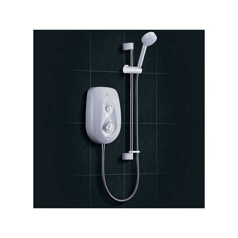 Mira Jump Dual Twin Head Electric Shower 9.5Kw White Chrome Bathroom 1. ...