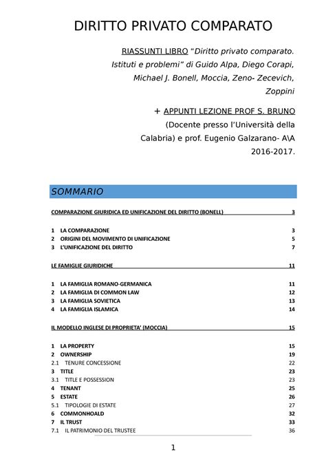 Riassunti Di Diritto Privato Comparato Guido Alpa Michael Joachim