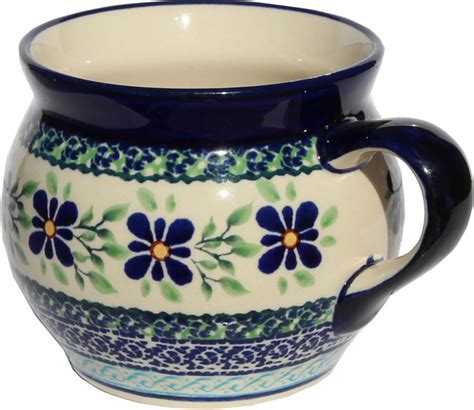 Polish Pottery Potbelly Coffee Mug Pattern Number Du Oz