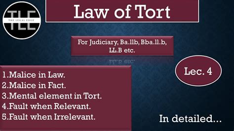 Malice In Law And Malice In Fact Mental Element In Tort Law Of