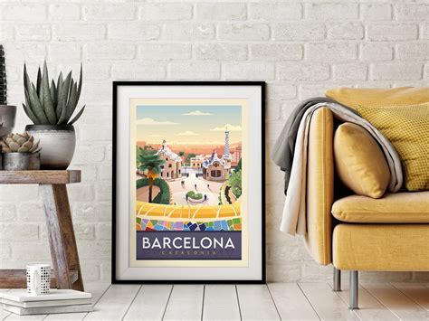 Barcelona City Print Affiche De Voyage En Espagne Affiche Etsy France