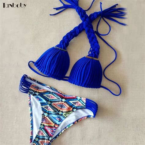 Handwork Knitted Bikini Top Bathing Suits Push Up Brazilian Bikinis Women Knitted Crochet