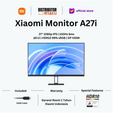 Promo Xiaomi Mi Desktop Monitor A I Ips P Hz Ms Srgb Dp