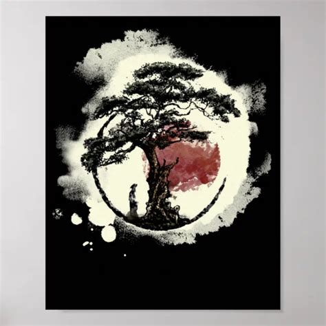 Bonsai Tree Japanese Zen Yin Yang Buddhist Circle Poster Zazzle