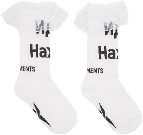 Vetements White Reebok Edition Lace Fuck You Socks Ssense