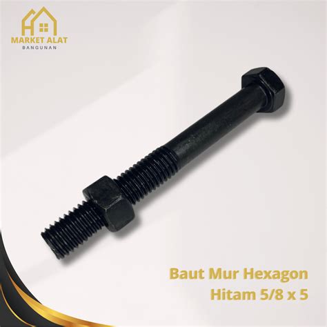 Jual Baut Mur Hexagon 5 8 X 5 UNC Baja Hitam Kunci 24 Full Set Baut