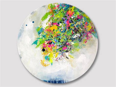 Original Abstract Circular Painting Round Abstract Art