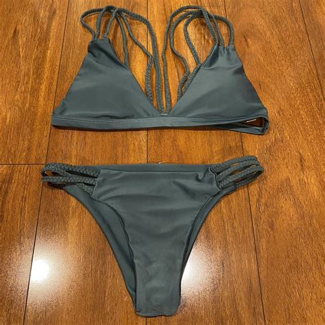Zaful Olive Green Bikini Womens Small Great Depop