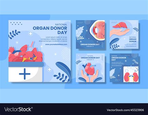 World Organ Donation Day Social Media Post Flat Vector Image