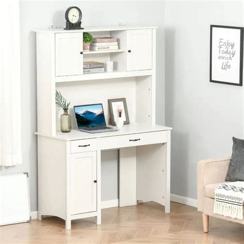 HOMCOM Computer Desk with Hutch, Home Office Workstation with Storage – ShopEZ USA