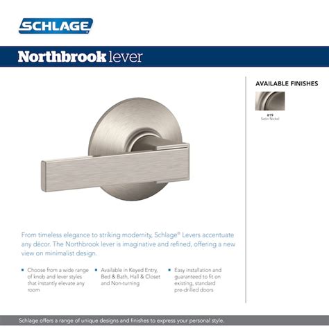 Schlage Northbrook Satin Nickel Universal Exterior Keyed Entry Door Handle F51 V Nbk 619 Uld At