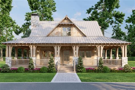 Square Foot Rustic Country House Plan With Wraparound Porch And