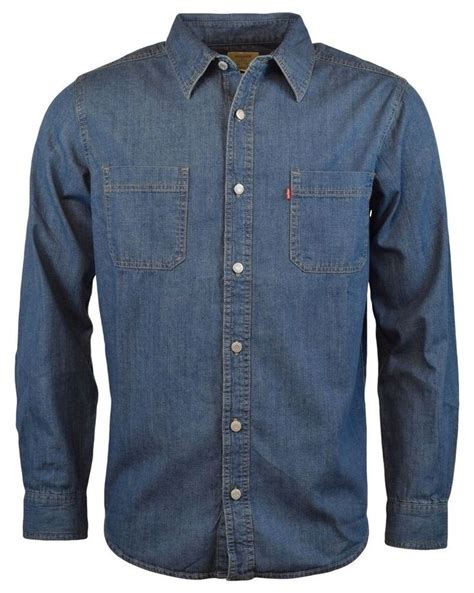 Levis Mens Classic Long Sleeve Button Front Denim Shirt Stonewash W