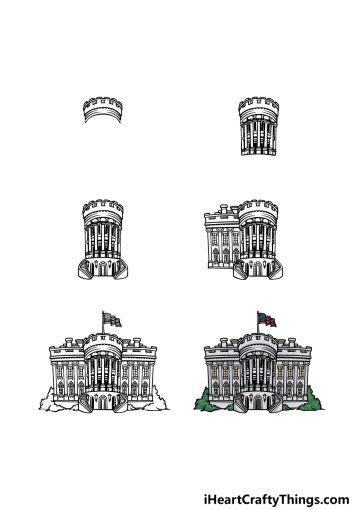 White House Drawing How To Draw The White House Step By Step