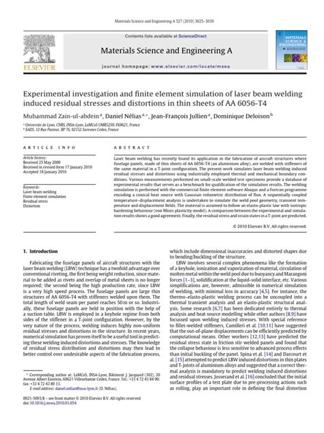 Pdf Experimental Investigation And Finite Element Simulation Of Laser