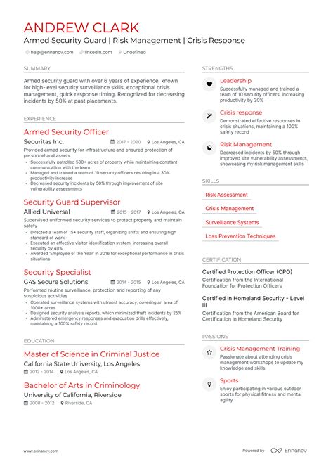 5 Armed Security Guard Resume Examples Guide For 2024