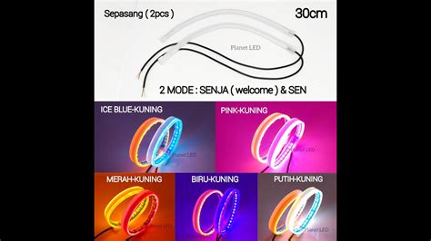 Sepasang LED DRL Alis Slim Fleksibel 30cm Modul Tanam 2 Warna Senja