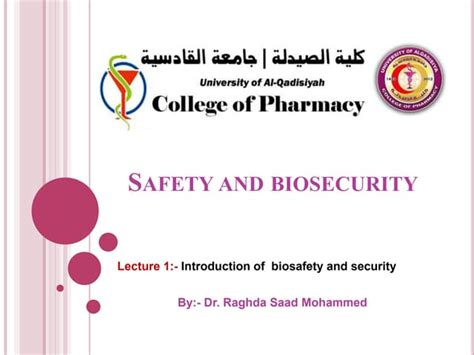 Lecture 1 Introduction Of Biosafety And Biosecurity Ppt