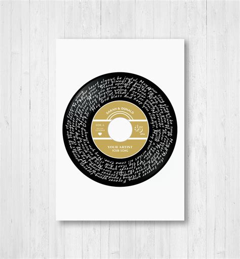 Custom Song Lyrics Wall Art Custom Vinyl Record Art Print Etsy