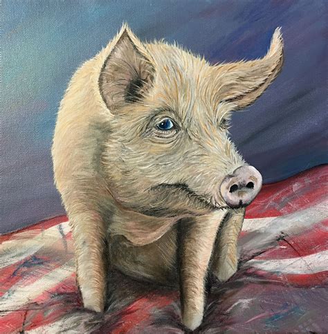 Pig Portrait Acrylic Painting On Stretched Canvas By Linda M Rowan 2