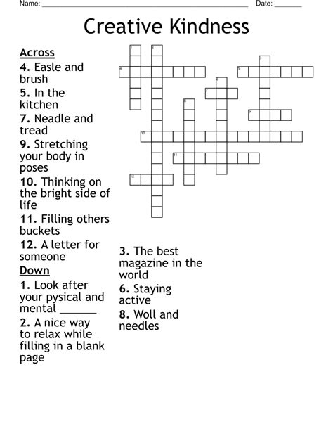 Creative Kindness Crossword Wordmint