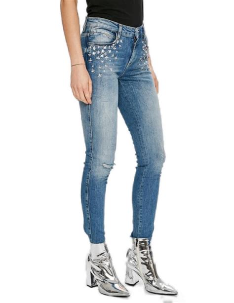 Pantalón vaquero Guess azul strass de mujer