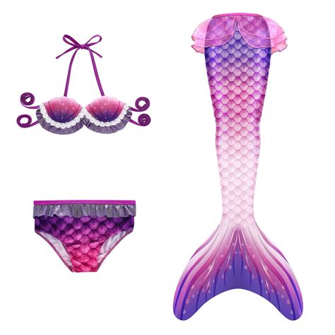 Hiijoy Big Girls Scale Print Ruffle Bikini Set Tail Bottom Swimsuit 3 Piece Walmart