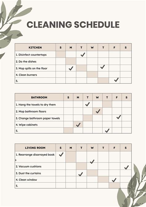 Cleaning Schedule Chart In Pdf Illustrator Download