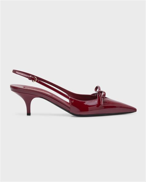 Miu Miu Patent Bow Kitten Heel Slingback Pumps Neiman Marcus