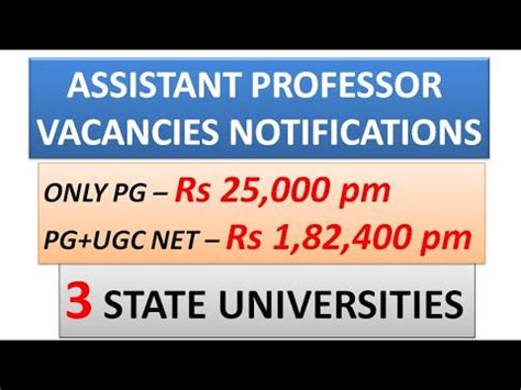 Permanent Assistant Professor Vacancies In State Universities Only