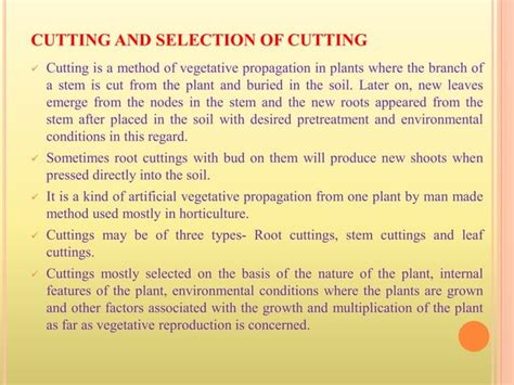 Vegetative Propagation In Plants With Special Reference To Cutting