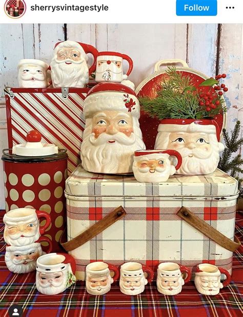 Pin By Elaine On Christmas Diy Gifts Vintage Christmas Santa Mugs