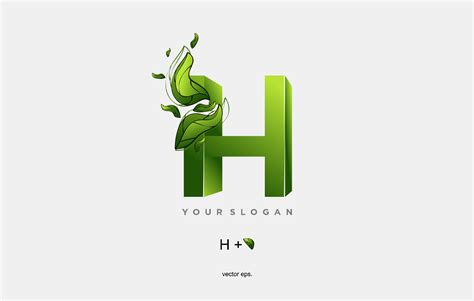 a green letter h with leaves and leaves 29284844 Vector Art at Vecteezy